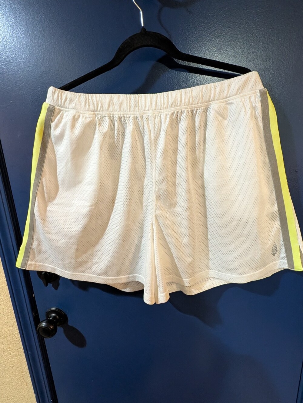 NWT Free Movement White Mesh Athletic Shorts Large Neon Stripe